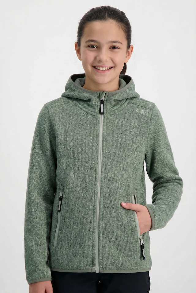 CMP Strickfleecejacke »KID G JACKET FIXED HOOD« mit Kapuze mit Kapuze, wärmeisolierend, windabweisend, wasserabweisend