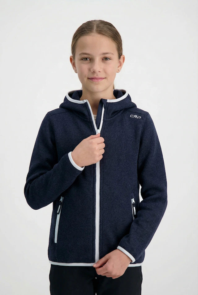 CMP Strickfleecejacke »KID G JACKET FIXED HOOD« mit Kapuze mit Kapuze, wärmeisolierend, windabweisend, wasserabweisend
