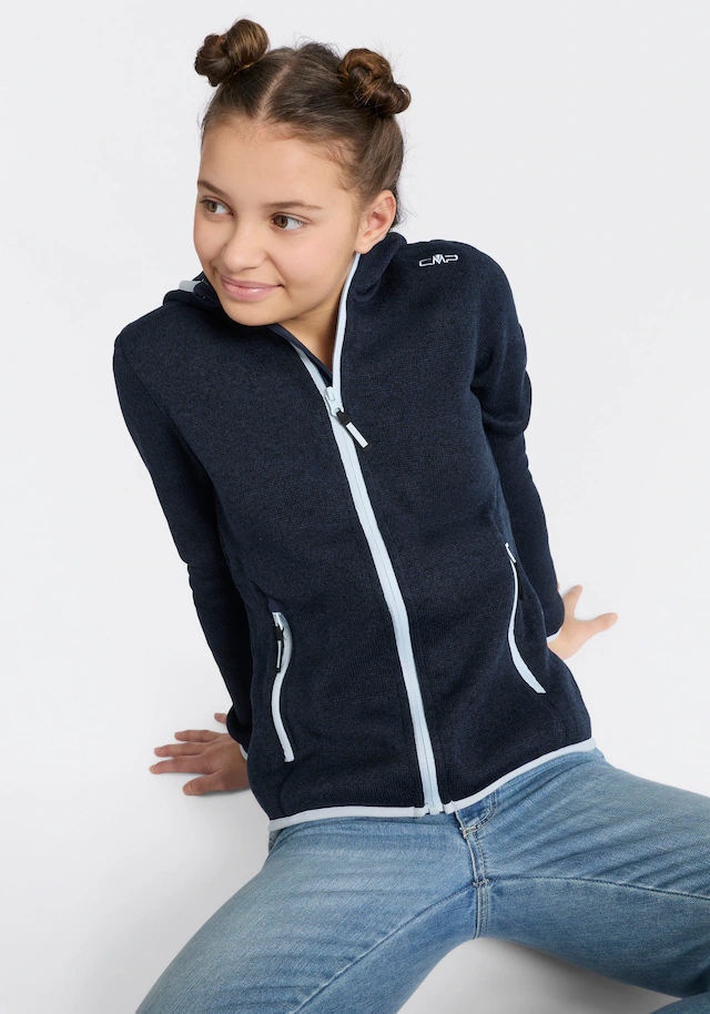 CMP Strickfleecejacke »KID G JACKET FIXED HOOD« mit Kapuze mit Kapuze, wärmeisolierend, windabweisend, wasserabweisend