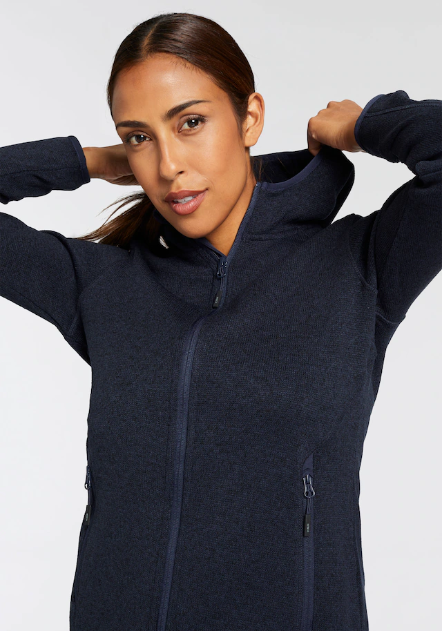CMP Strickfleecejacke »KNITTED MELANGE HOODY WOMAN HOODY JACKET« mit Kapuze mit Reißverschlusstaschen, atmungsaktiv, schnell trocknend