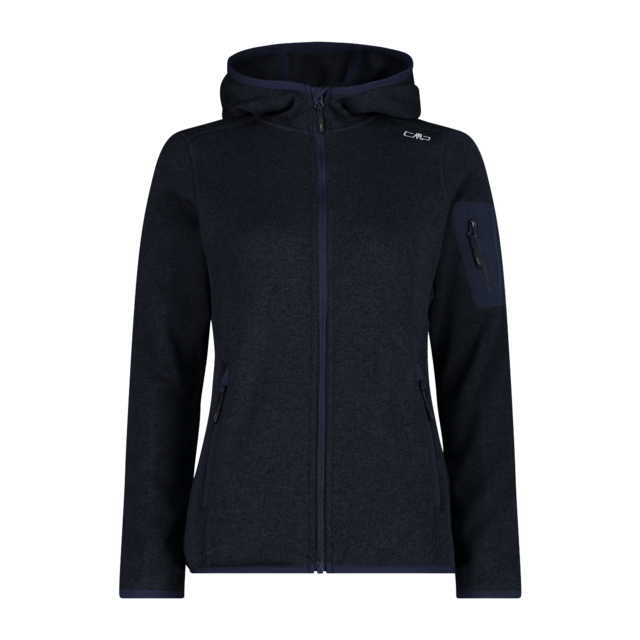 CMP Strickfleecejacke »KNITTED MELANGE HOODY WOMAN HOODY JACKET« mit Kapuze mit Reißverschlusstaschen, atmungsaktiv, schnell trocknend