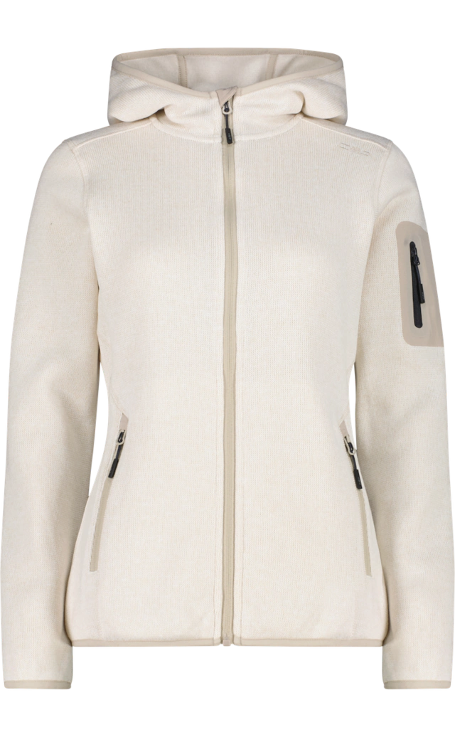 CMP Strickfleecejacke »KNITTED MELANGE HOODY WOMAN HOODY JACKET« mit Kapuze mit Reißverschlusstaschen, atmungsaktiv, schnell trocknend