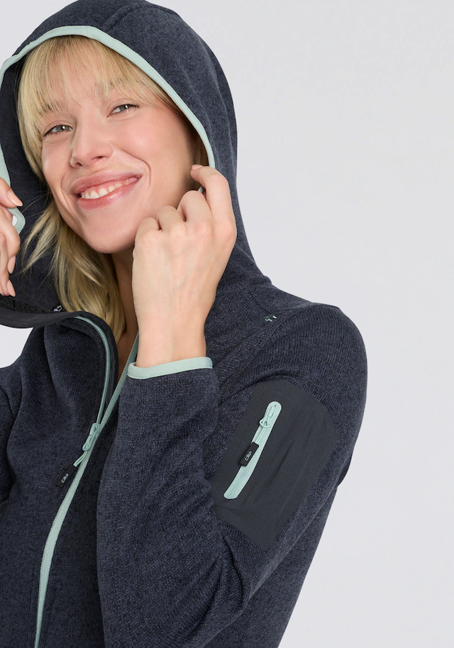 CMP Strickfleecejacke »KNITTED MELANGE HOODY WOMAN HOODY JACKET« mit Kapuze mit Reißverschlusstaschen, atmungsaktiv, schnell trocknend