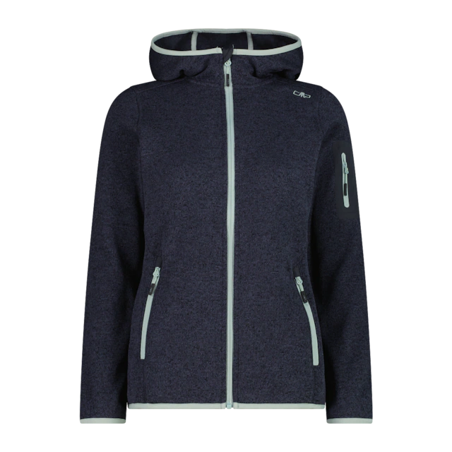 CMP Strickfleecejacke »KNITTED MELANGE HOODY WOMAN HOODY JACKET« mit Kapuze mit Reißverschlusstaschen, atmungsaktiv, schnell trocknend