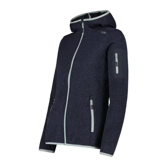 CMP Strickfleecejacke »KNITTED MELANGE HOODY WOMAN HOODY JACKET« mit Kapuze mit Reißverschlusstaschen, atmungsaktiv, schnell trocknend