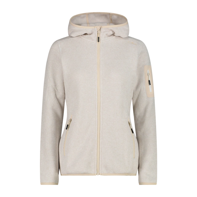 CMP Strickfleecejacke »KNITTED MELANGE HOODY WOMAN HOODY JACKET« mit Kapuze mit Reißverschlusstaschen, atmungsaktiv, schnell trocknend