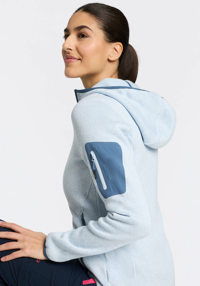 CMP Strickfleecejacke »KNITTED MELANGE HOODY WOMAN HOODY JACKET« mit Kapuze mit Reißverschlusstaschen, atmungsaktiv, schnell trocknend