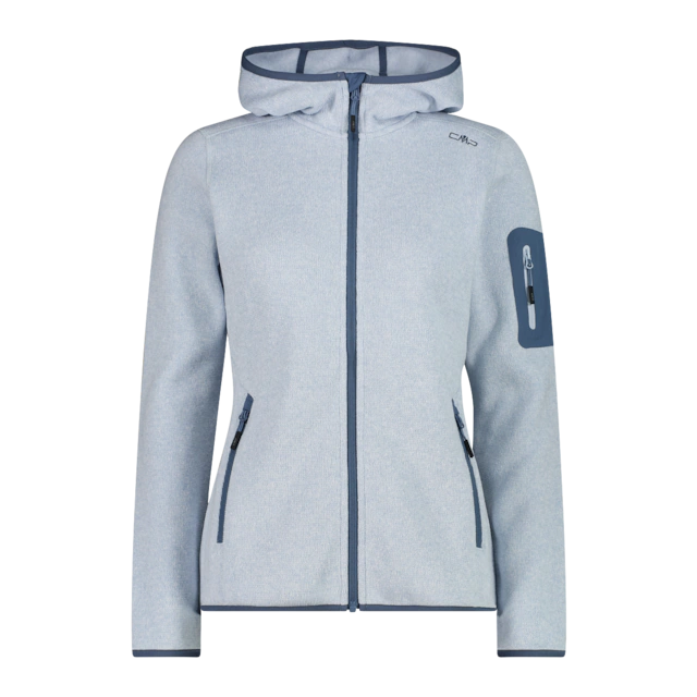 CMP Strickfleecejacke »KNITTED MELANGE HOODY WOMAN HOODY JACKET« mit Kapuze mit Reißverschlusstaschen, atmungsaktiv, schnell trocknend