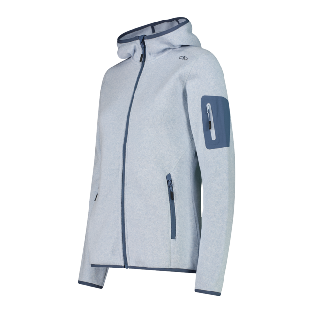 CMP Strickfleecejacke »KNITTED MELANGE HOODY WOMAN HOODY JACKET« mit Kapuze mit Reißverschlusstaschen, atmungsaktiv, schnell trocknend