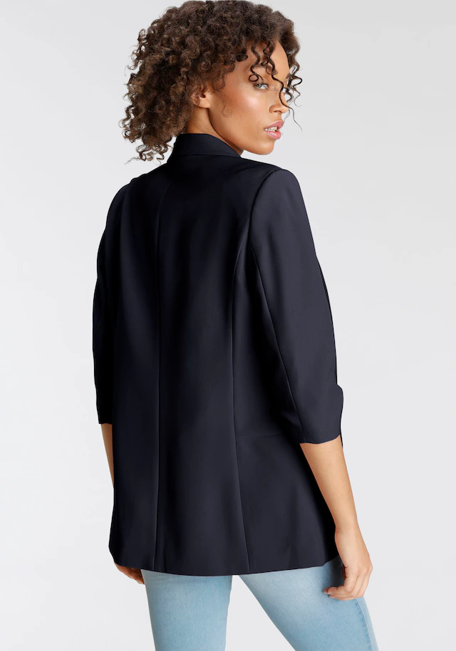ONLY Kurzblazer »ONLELLA – Femininer Blazer mit 3/4-Ärmeln und Raffung« regular fit, casual, Web, Kunstfaser, V-Ausschnitt