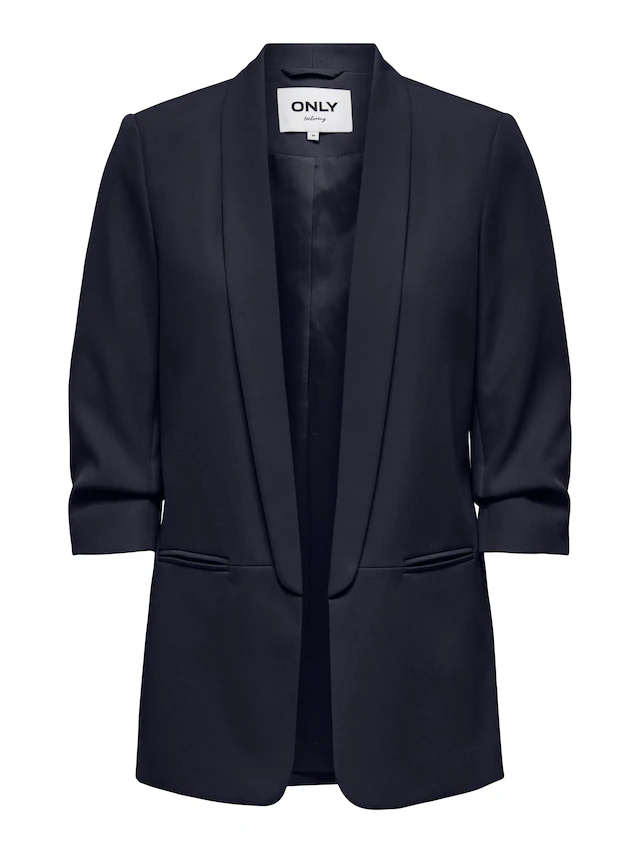 ONLY Kurzblazer »ONLELLA – Femininer Blazer mit 3/4-Ärmeln und Raffung« regular fit, casual, Web, Kunstfaser, V-Ausschnitt
