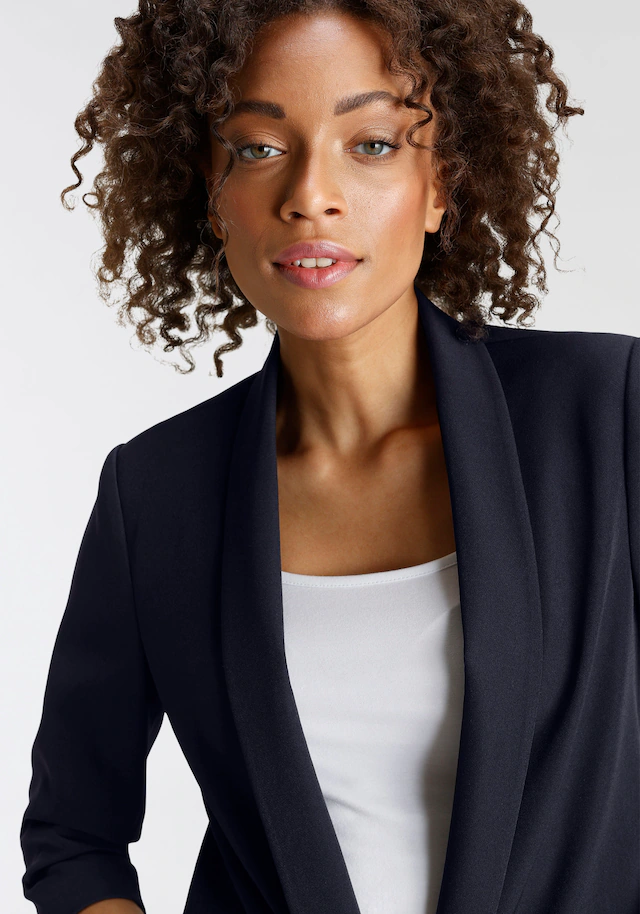 ONLY Kurzblazer »ONLELLA – Femininer Blazer mit 3/4-Ärmeln und Raffung« regular fit, casual, Web, Kunstfaser, V-Ausschnitt