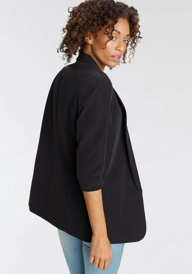 ONLY Kurzblazer »ONLELLA – Femininer Blazer mit 3/4-Ärmeln und Raffung« regular fit, casual, Web, Kunstfaser, V-Ausschnitt