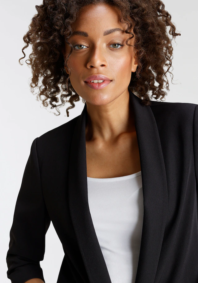 ONLY Kurzblazer »ONLELLA – Femininer Blazer mit 3/4-Ärmeln und Raffung« regular fit, casual, Web, Kunstfaser, V-Ausschnitt