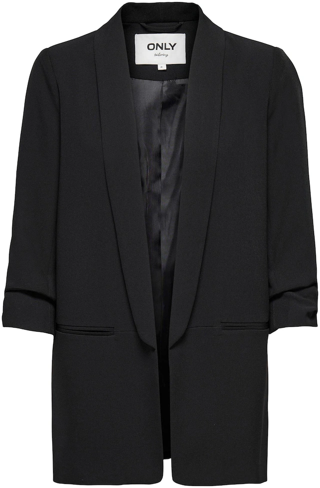 ONLY Kurzblazer »ONLELLA – Femininer Blazer mit 3/4-Ärmeln und Raffung« regular fit, casual, Web, Kunstfaser, V-Ausschnitt