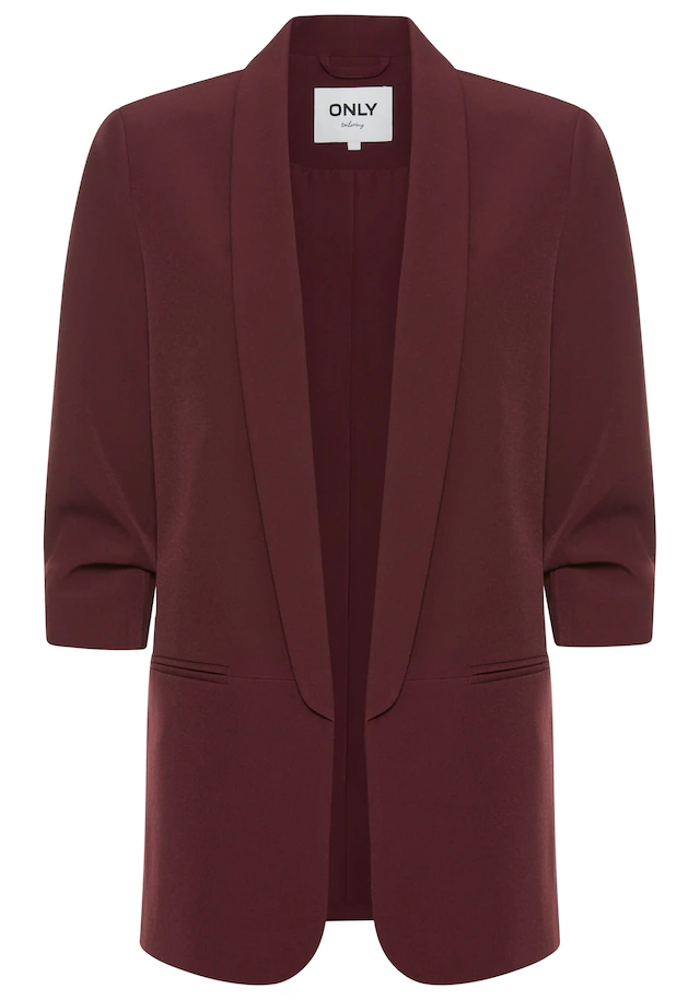 ONLY Kurzblazer »ONLELLA – Femininer Blazer mit 3/4-Ärmeln und Raffung« regular fit, casual, Web, Kunstfaser, V-Ausschnitt