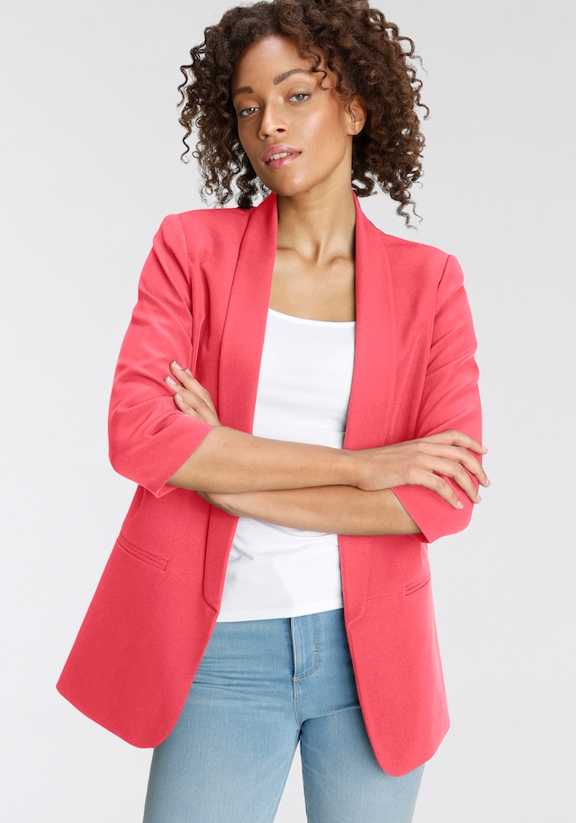 ONLY Kurzblazer »ONLELLA – Femininer Blazer mit 3/4-Ärmeln und Raffung« regular fit, casual, Web, Kunstfaser, V-Ausschnitt