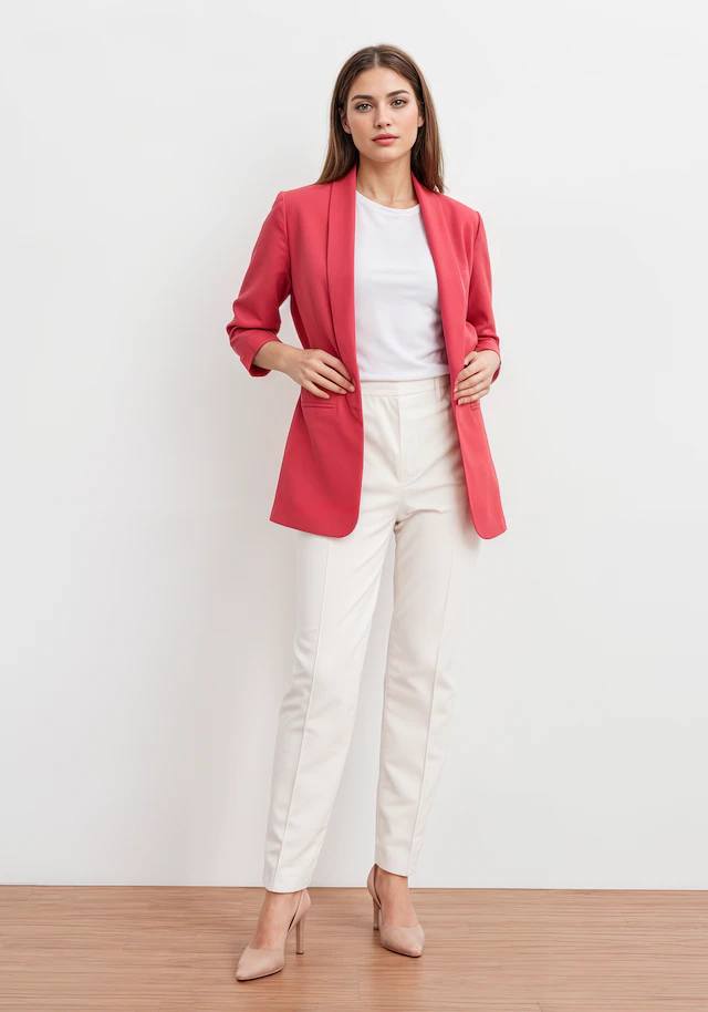 ONLY Kurzblazer »ONLELLA – Femininer Blazer mit 3/4-Ärmeln und Raffung« regular fit, casual, Web, Kunstfaser, V-Ausschnitt