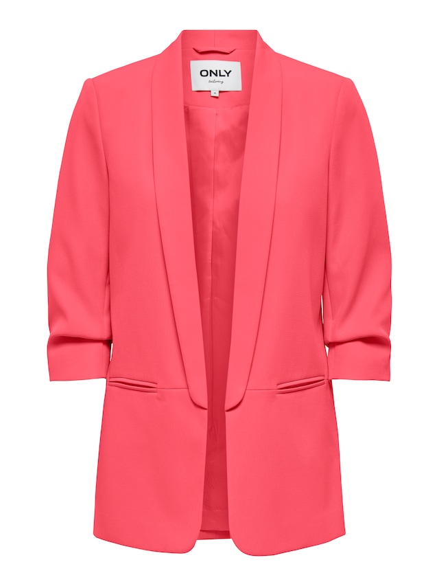 ONLY Kurzblazer »ONLELLA – Femininer Blazer mit 3/4-Ärmeln und Raffung« regular fit, casual, Web, Kunstfaser, V-Ausschnitt