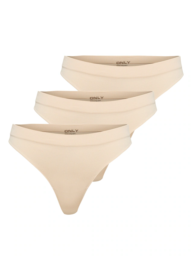 ONLY T-String »ONLVICKY RIB S-LESS THONG 3-PK NOOS« Packung, 3 Stk.