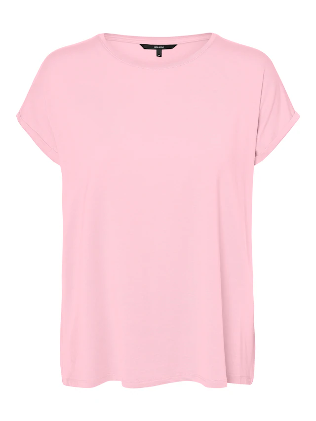 Vero Moda T-Shirt »VMAVA PLAIN SS TOP JRS NOOS« Materialmix, regular fit