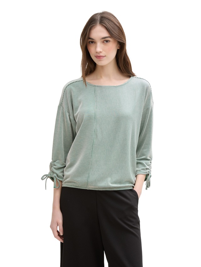 TOM TAILOR Denim 3/4-Arm-Shirt in feiner Rippoptik
