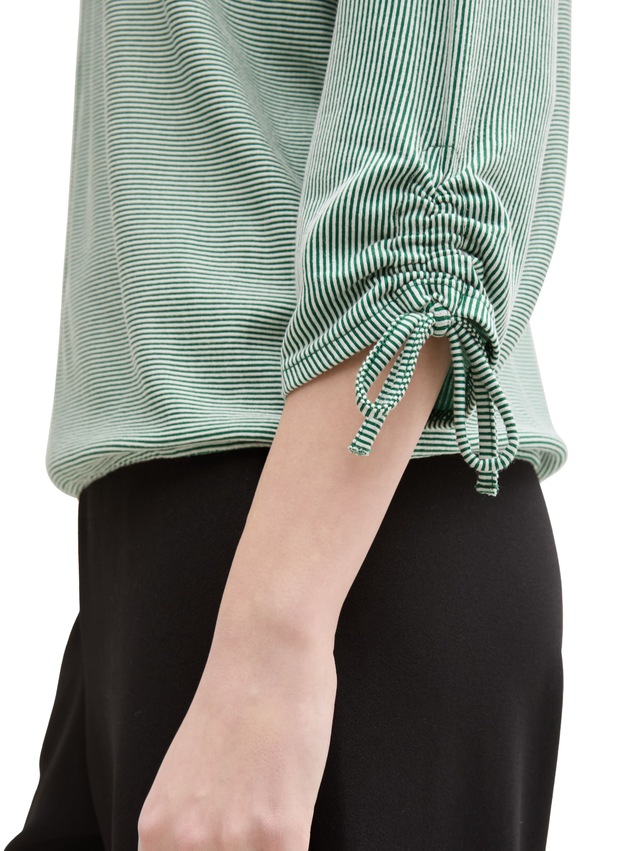 TOM TAILOR Denim 3/4-Arm-Shirt in feiner Rippoptik