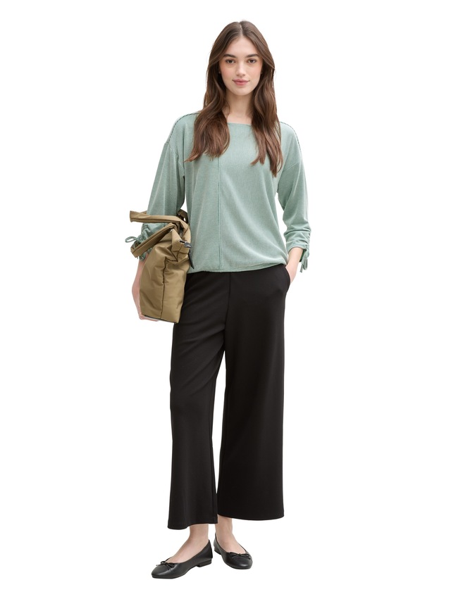 TOM TAILOR Denim 3/4-Arm-Shirt in feiner Rippoptik