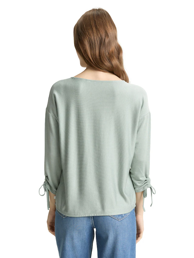 TOM TAILOR Denim 3/4-Arm-Shirt in feiner Rippoptik