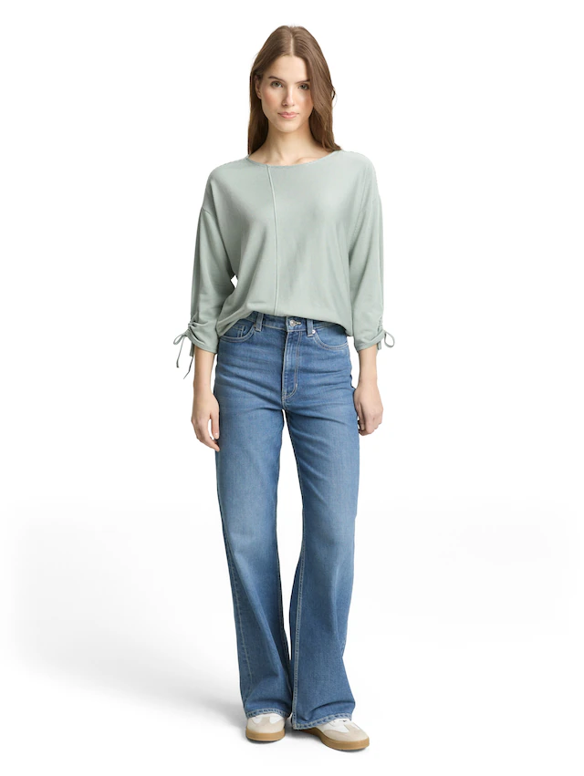 TOM TAILOR Denim 3/4-Arm-Shirt in feiner Rippoptik