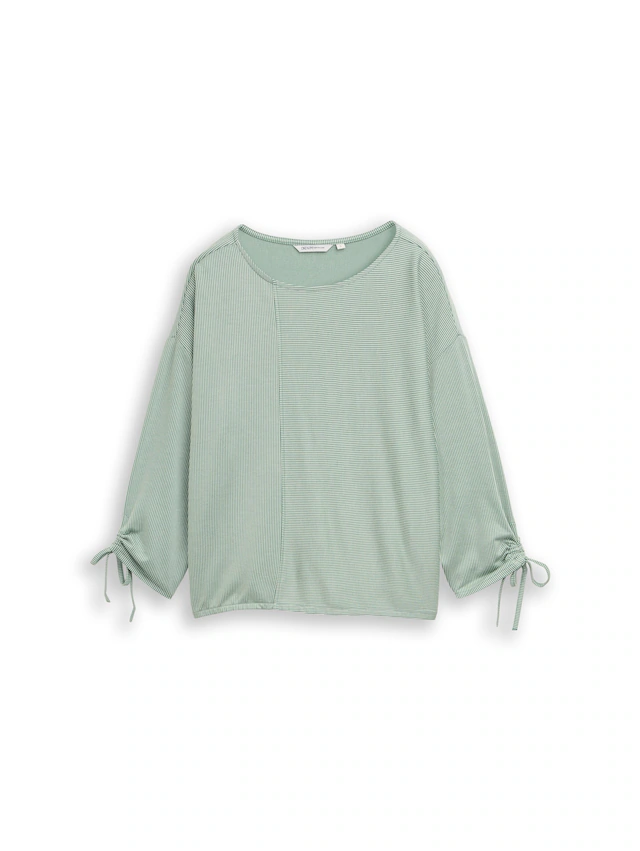 TOM TAILOR Denim 3/4-Arm-Shirt in feiner Rippoptik