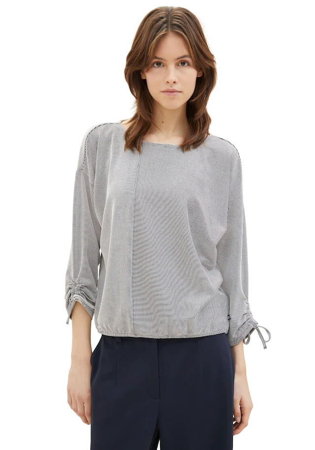 TOM TAILOR Denim 3/4-Arm-Shirt in feiner Rippoptik