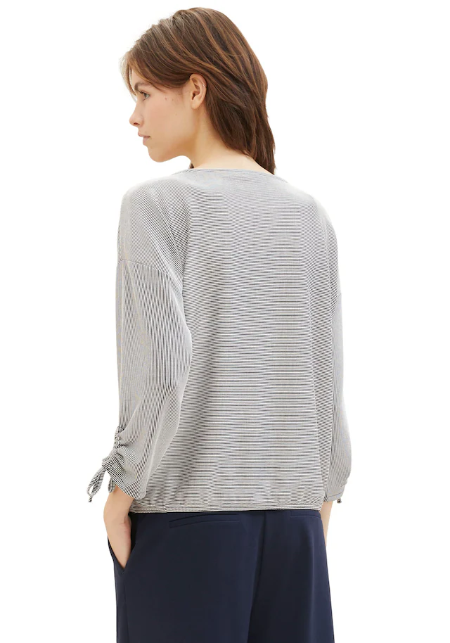 TOM TAILOR Denim 3/4-Arm-Shirt in feiner Rippoptik