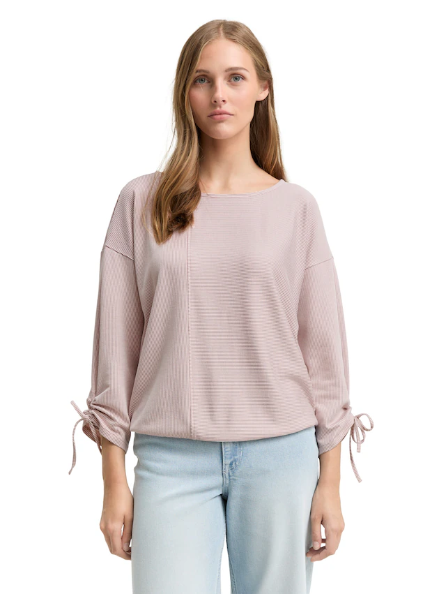TOM TAILOR Denim 3/4-Arm-Shirt in feiner Rippoptik