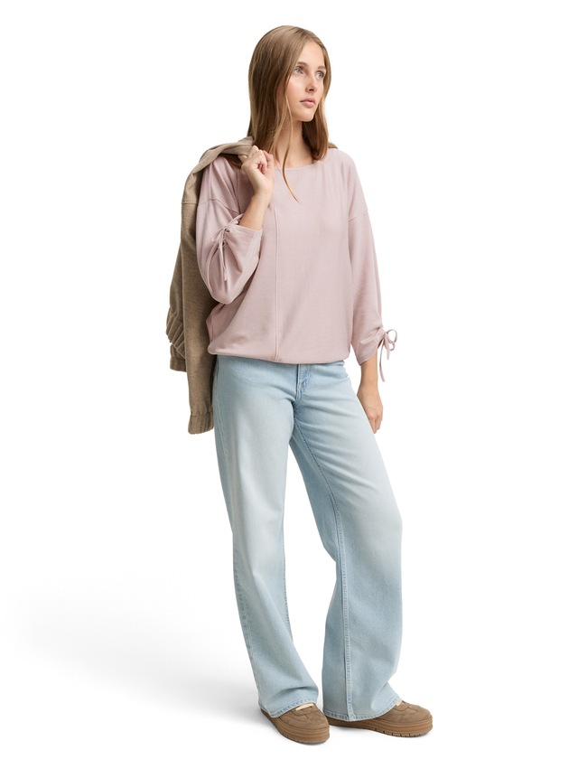 TOM TAILOR Denim 3/4-Arm-Shirt in feiner Rippoptik