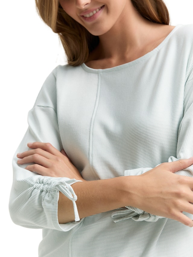 TOM TAILOR Denim 3/4-Arm-Shirt in feiner Rippoptik