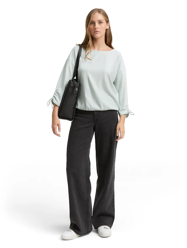TOM TAILOR Denim 3/4-Arm-Shirt in feiner Rippoptik