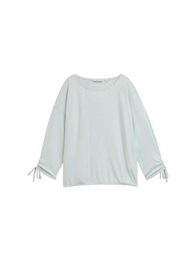 TOM TAILOR Denim 3/4-Arm-Shirt in feiner Rippoptik