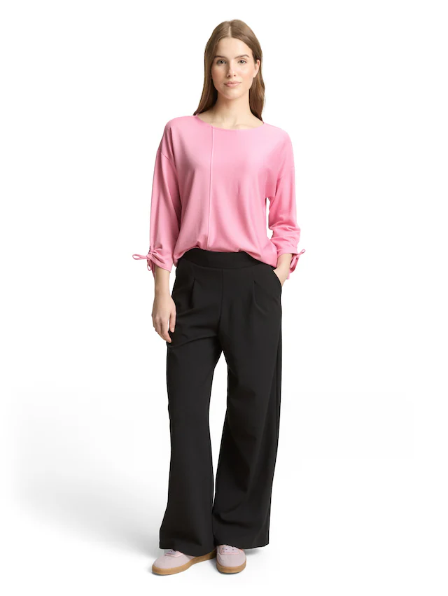 TOM TAILOR Denim 3/4-Arm-Shirt in feiner Rippoptik