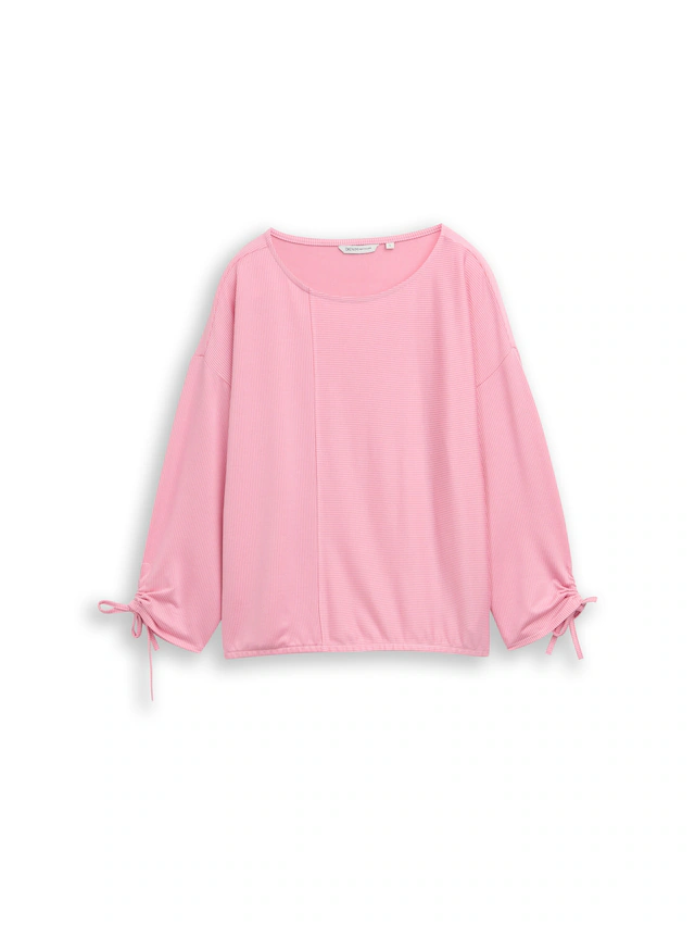 TOM TAILOR Denim 3/4-Arm-Shirt in feiner Rippoptik