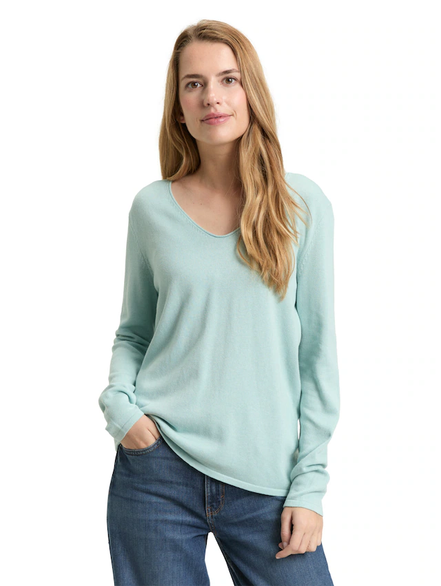 TOM TAILOR V-Ausschnitt-Pullover »Regular« mit V-Ausschnitt