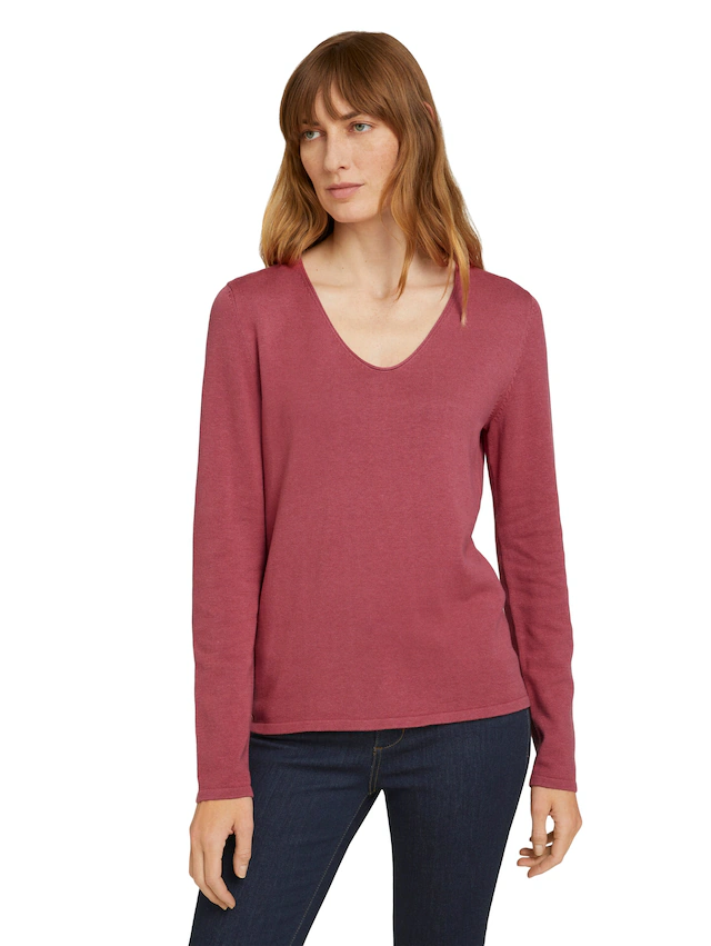 TOM TAILOR V-Ausschnitt-Pullover »Regular« mit V-Ausschnitt
