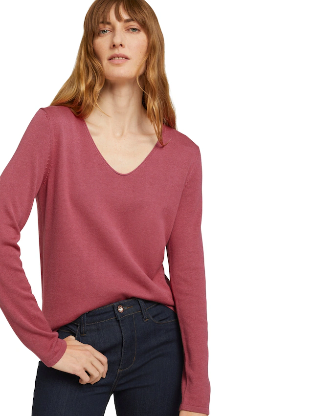 TOM TAILOR V-Ausschnitt-Pullover »Regular« mit V-Ausschnitt