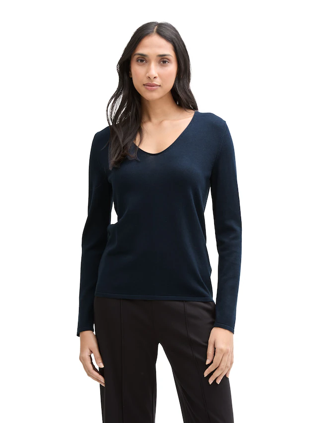 TOM TAILOR V-Ausschnitt-Pullover »Regular« mit V-Ausschnitt