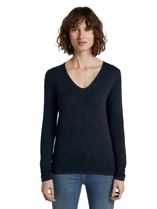TOM TAILOR V-Ausschnitt-Pullover »Regular« mit V-Ausschnitt