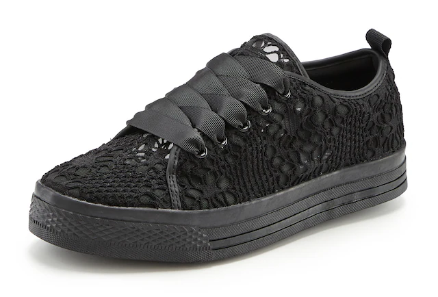 LASCANA Sneaker »Schnürhalbschuhe, Freizeitschuhe,« mit leichter Plateausohle und Spitze VEGAN