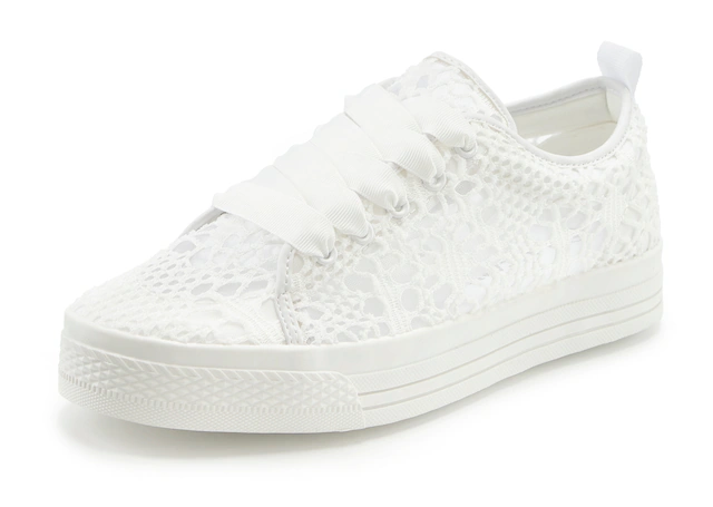 LASCANA Sneaker »Schnürhalbschuhe, Freizeitschuhe,« mit leichter Plateausohle und Spitze VEGAN