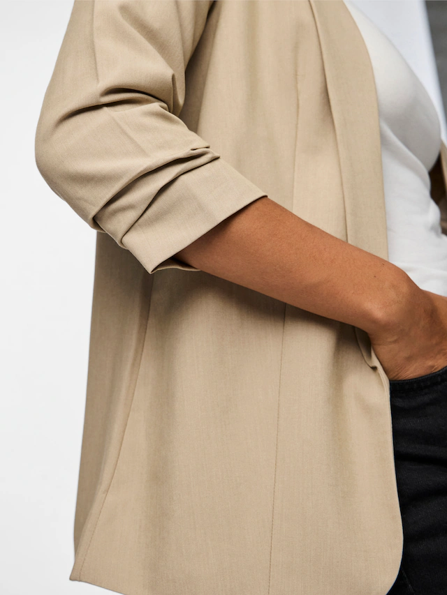 pieces »PCBOSELLA 3/4 BLAZER NOOS« Materialmix, regular fit