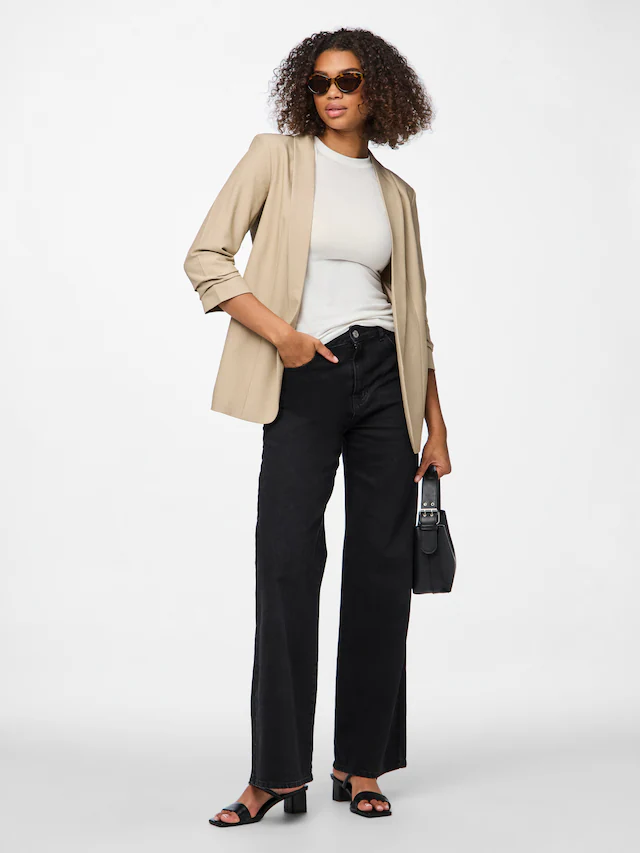 pieces »PCBOSELLA 3/4 BLAZER NOOS« Materialmix, regular fit