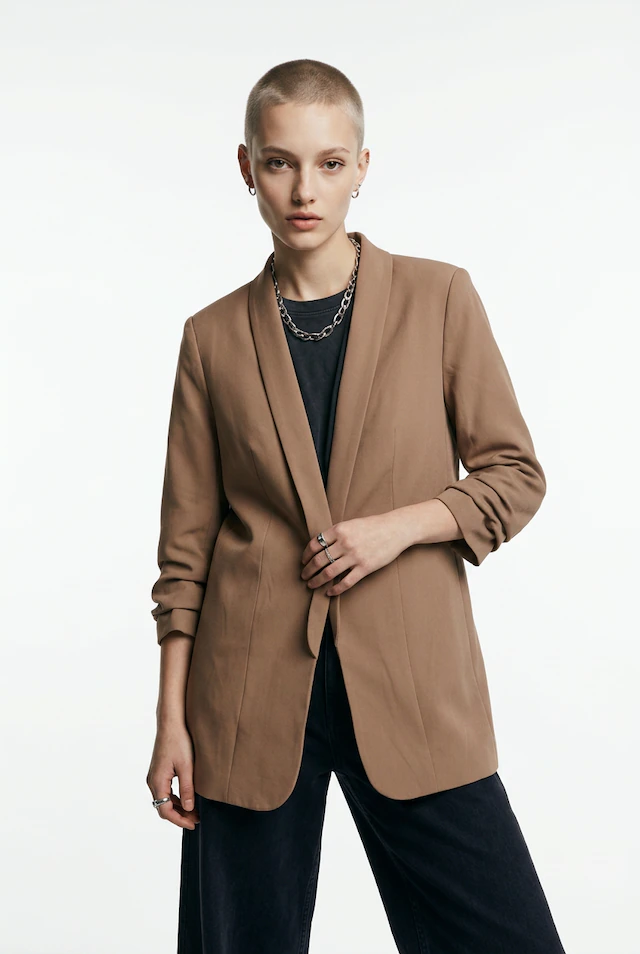 pieces »PCBOSELLA 3/4 BLAZER NOOS« Materialmix, regular fit